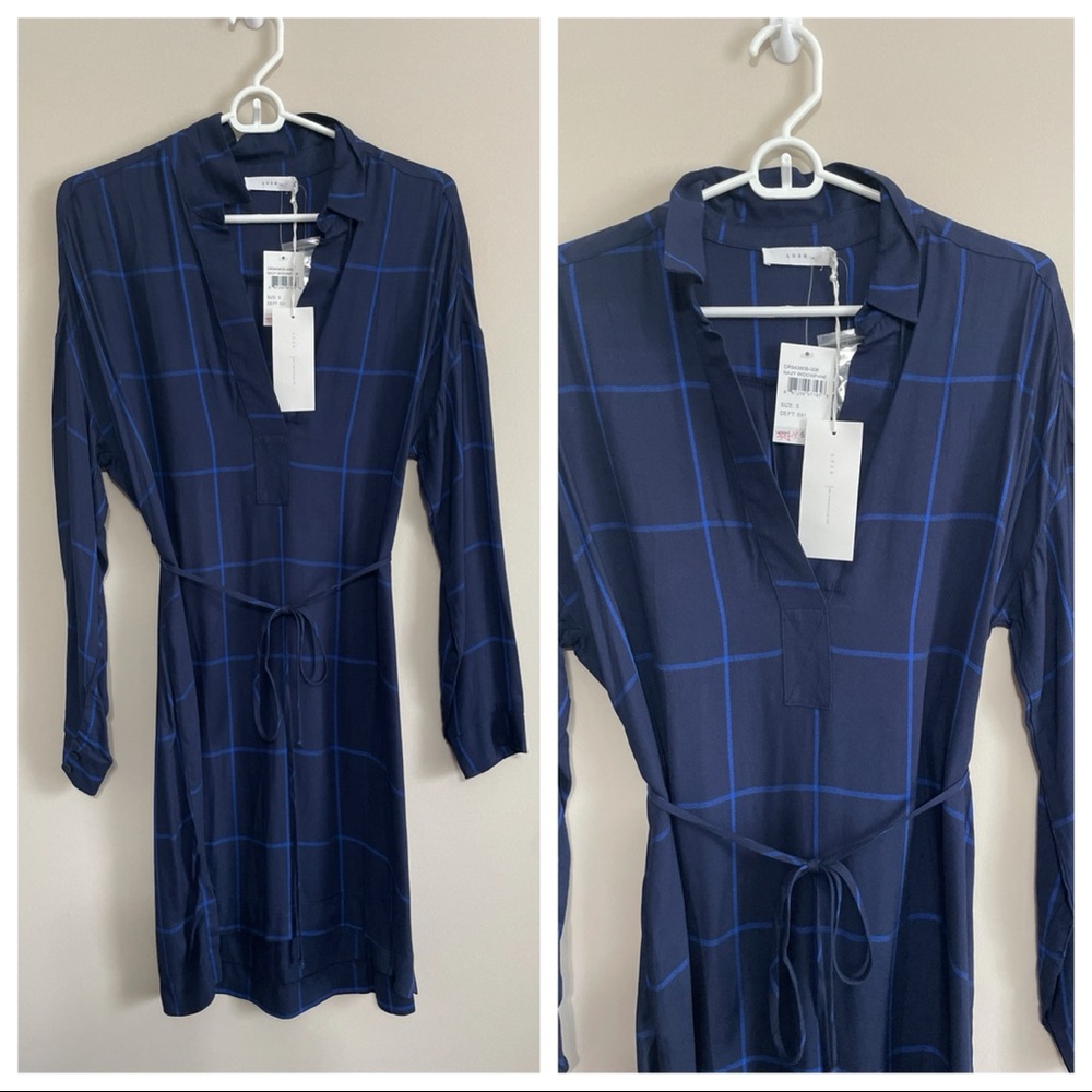 NWT Lush check design shirt dress S
